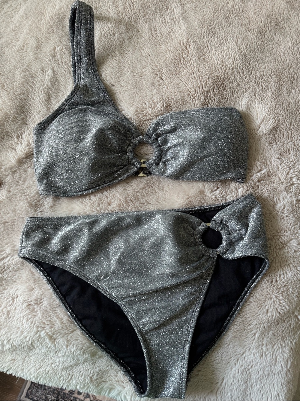 Cabana Del Sol Silver Glitter Bikini